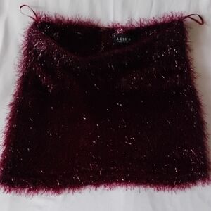 AKIRA Deep Red Fuzzy Skirt
